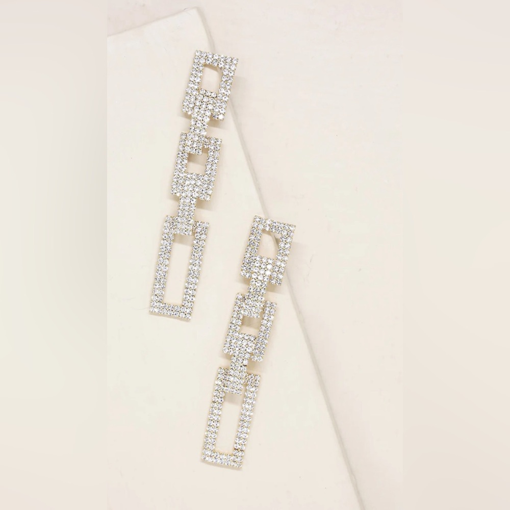 Ettika CRYSTAL RECTANGLE CHAIN LINK 18K GOLD PLATED EARRINGS, $70 - Picture 2 of 4
